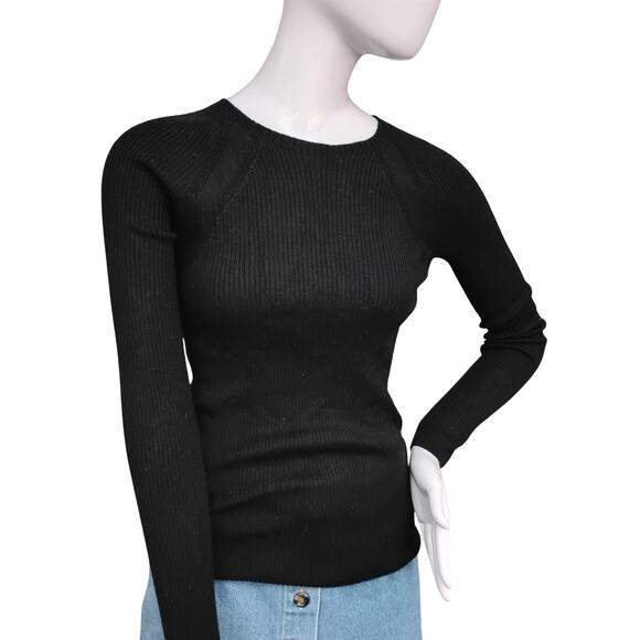 Uniqlo U Collection Wool Sweater Top Size Small Black Long Sleeve Ribbed Knit - Picture 1 of 8